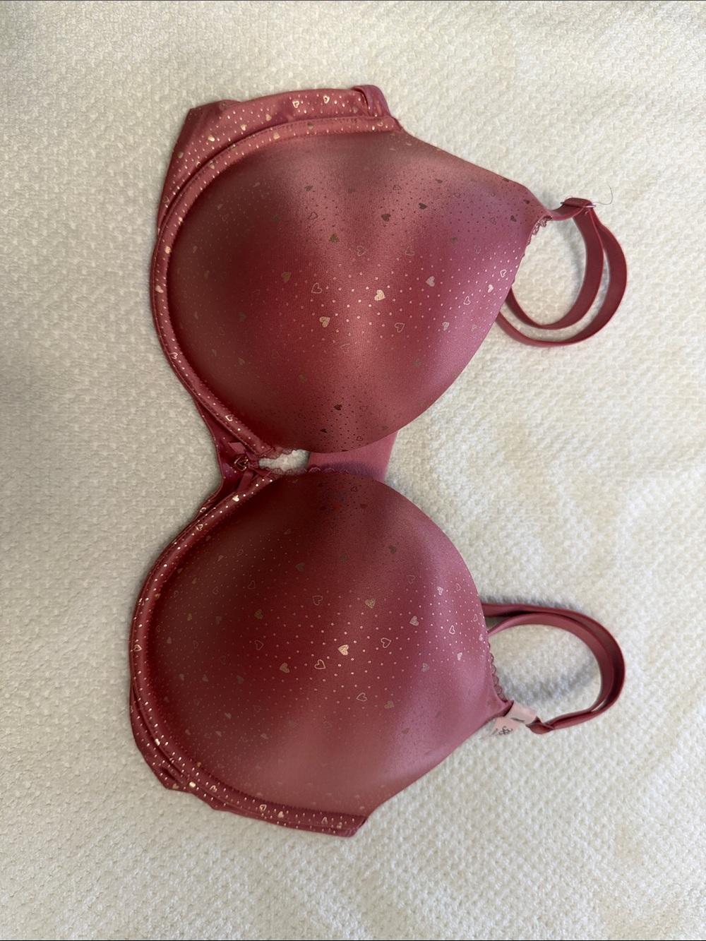 Victoria's Secret Mauve Pink Lightly Padded Bra with Metallic Hearts 38DD